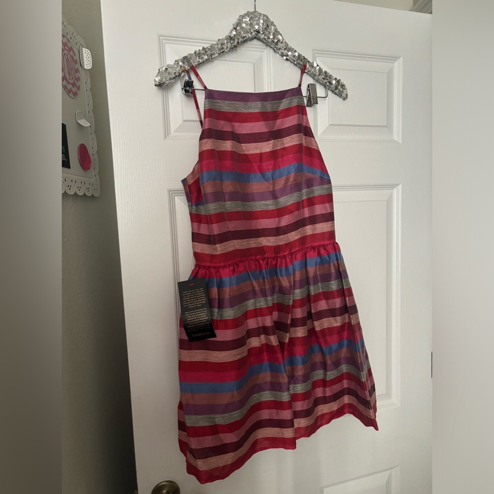 Nwt Bebe fit and flare halter dress sz 6